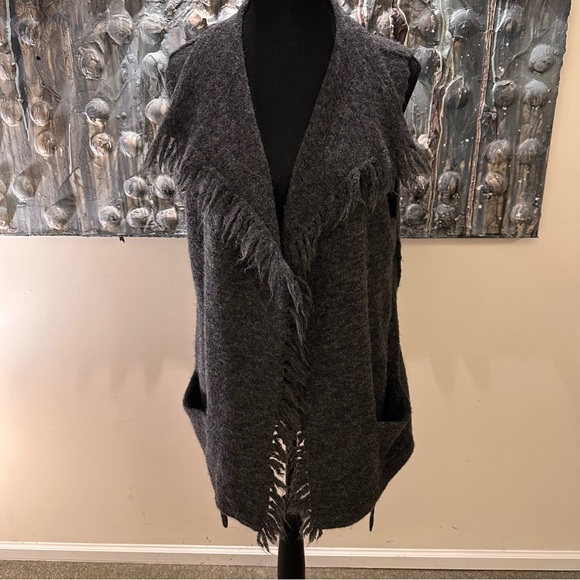 Wilfred Jackets & Blazers - Wilfred Free Med Wool Blend Dark Gray Fringed Sweater Vest NWT